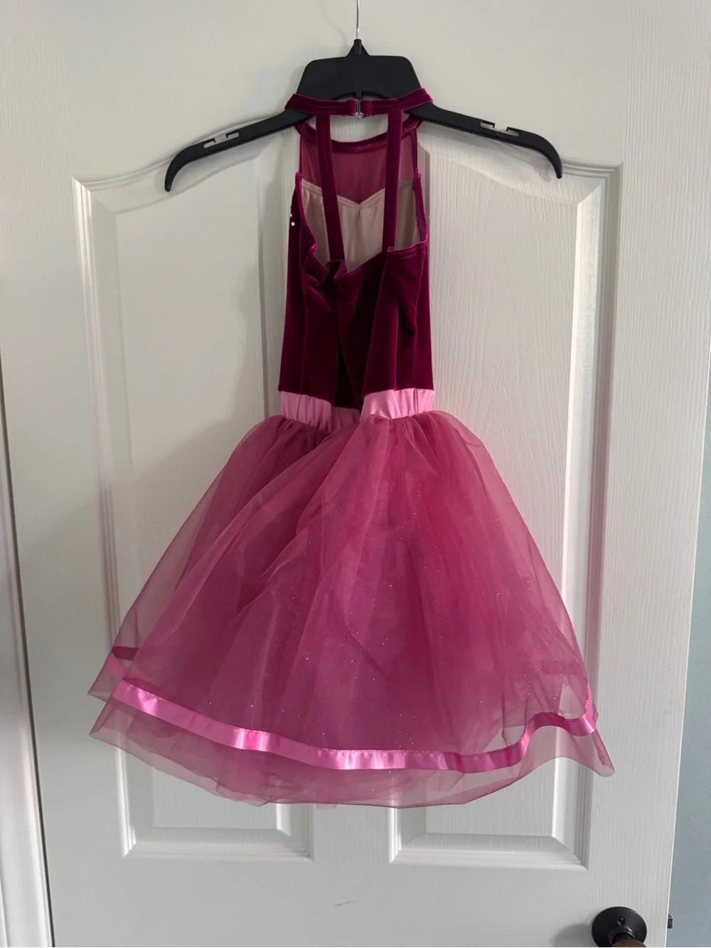 Girls Fuchsia Pink Tulle Party & Costume Dress with Rhinestone Belt